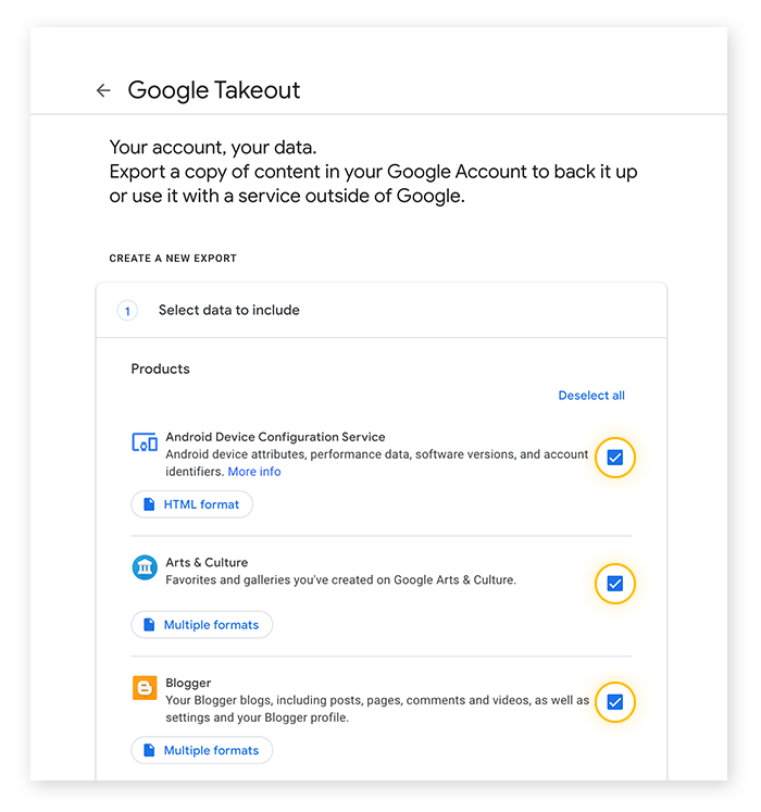 Download Your Google Data with Google Takeout | AVG